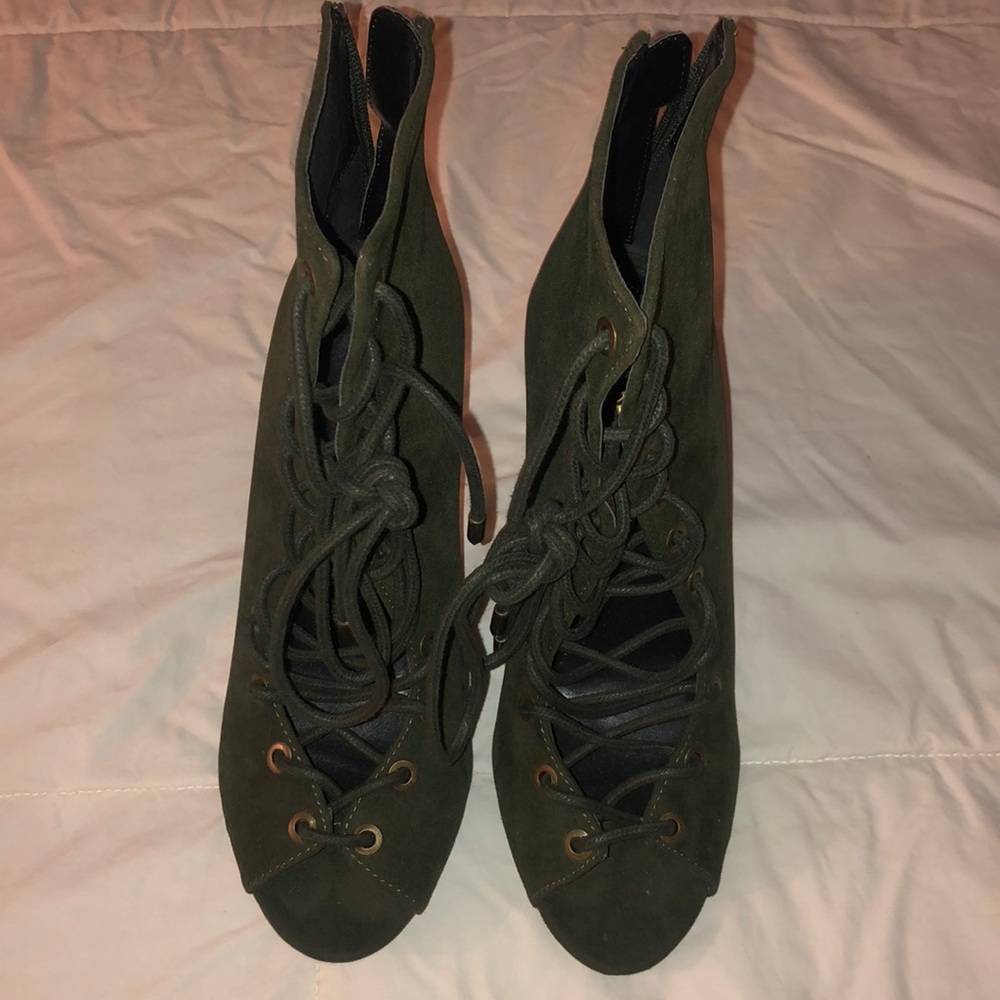 Lace up open toe bootie
